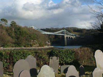 Menai Suspension Bridge from St Tysilio Chucrh Island